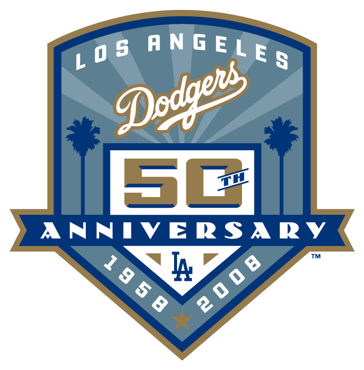 Los Angeles Dodgers 2008 Anniversary Logo iron on paper